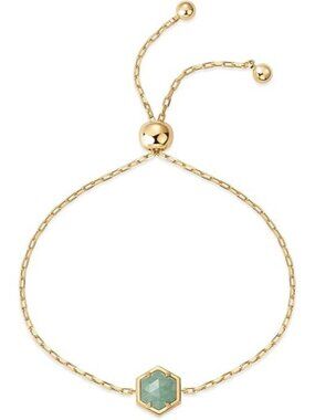 Fluorite Yellow Gold 14K Gold Plated Hexagon Gemstone Bracelet